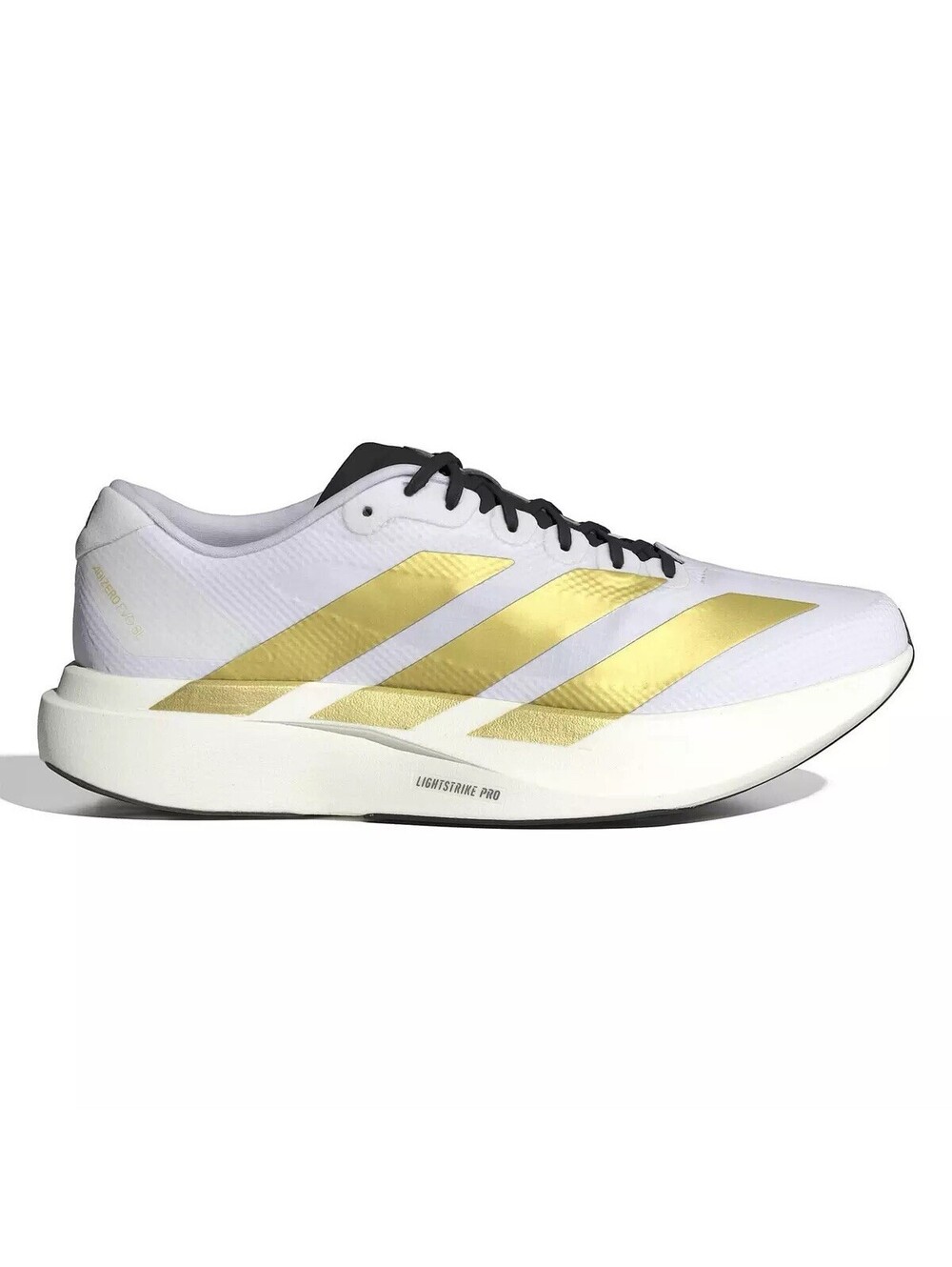 Adidas Adizero EVO SL WOVEN M Size 13 White / Matte Gold / Core Black